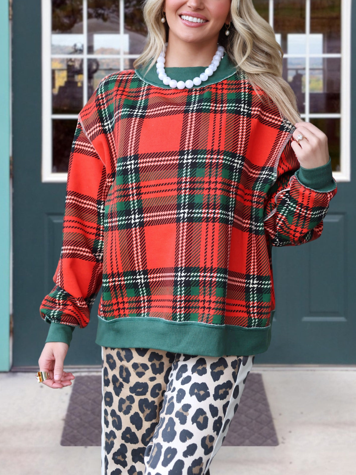 MERRY Plaid Reversible Pullover
