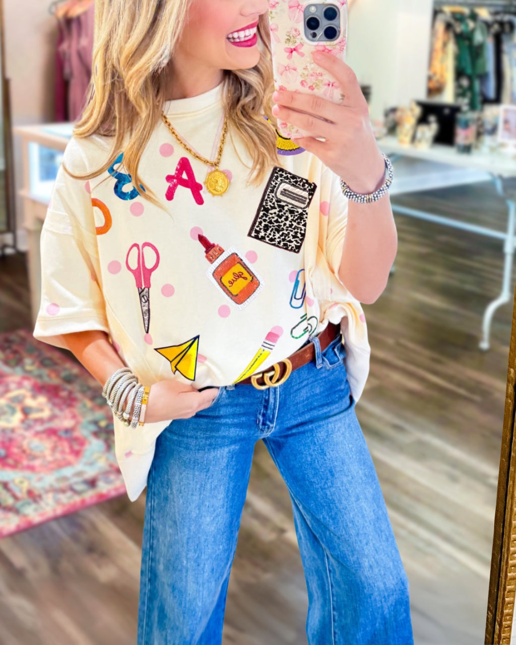 Stationery Sequined Polka Dot Top
