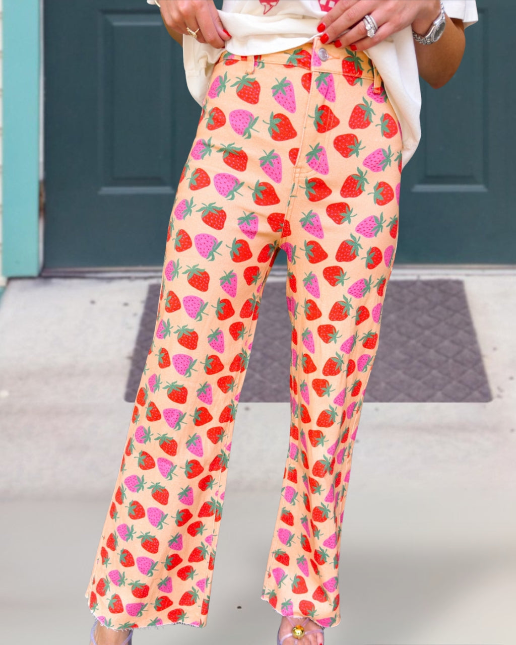 All Over Strawberry Print Pants
