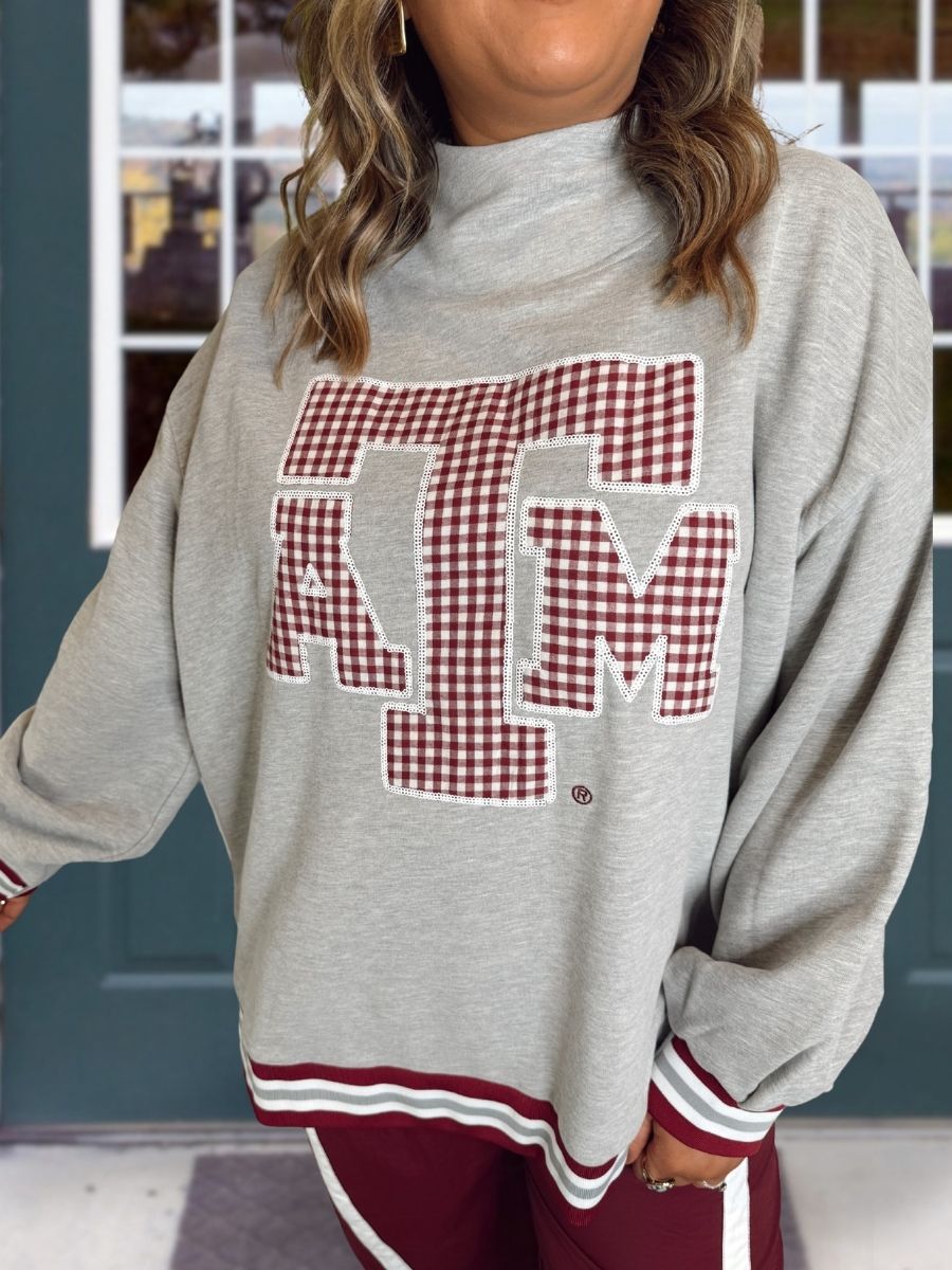 Game Day Sequin Plaid Letter Pullover