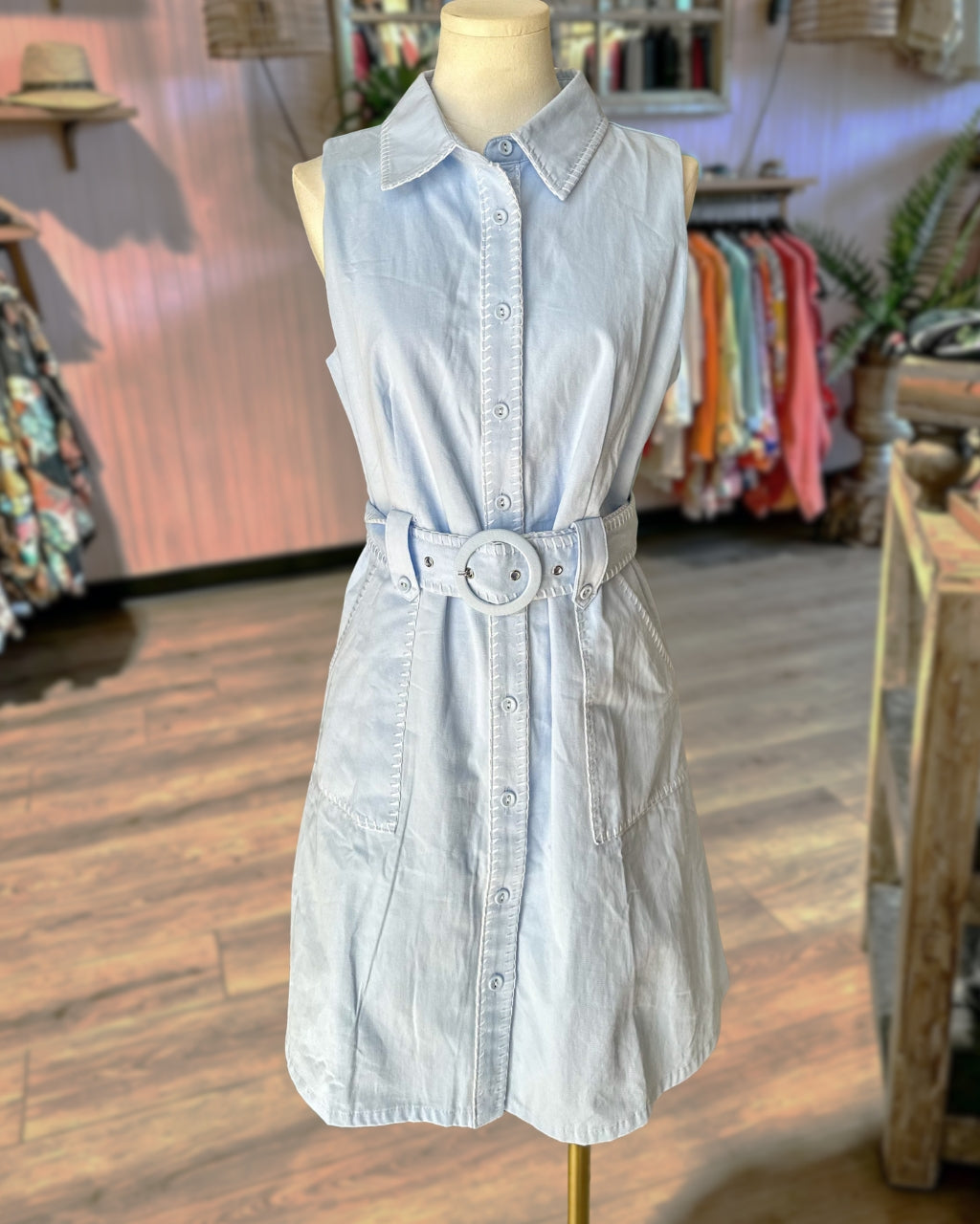The Blue Bay Belted Collar Dress