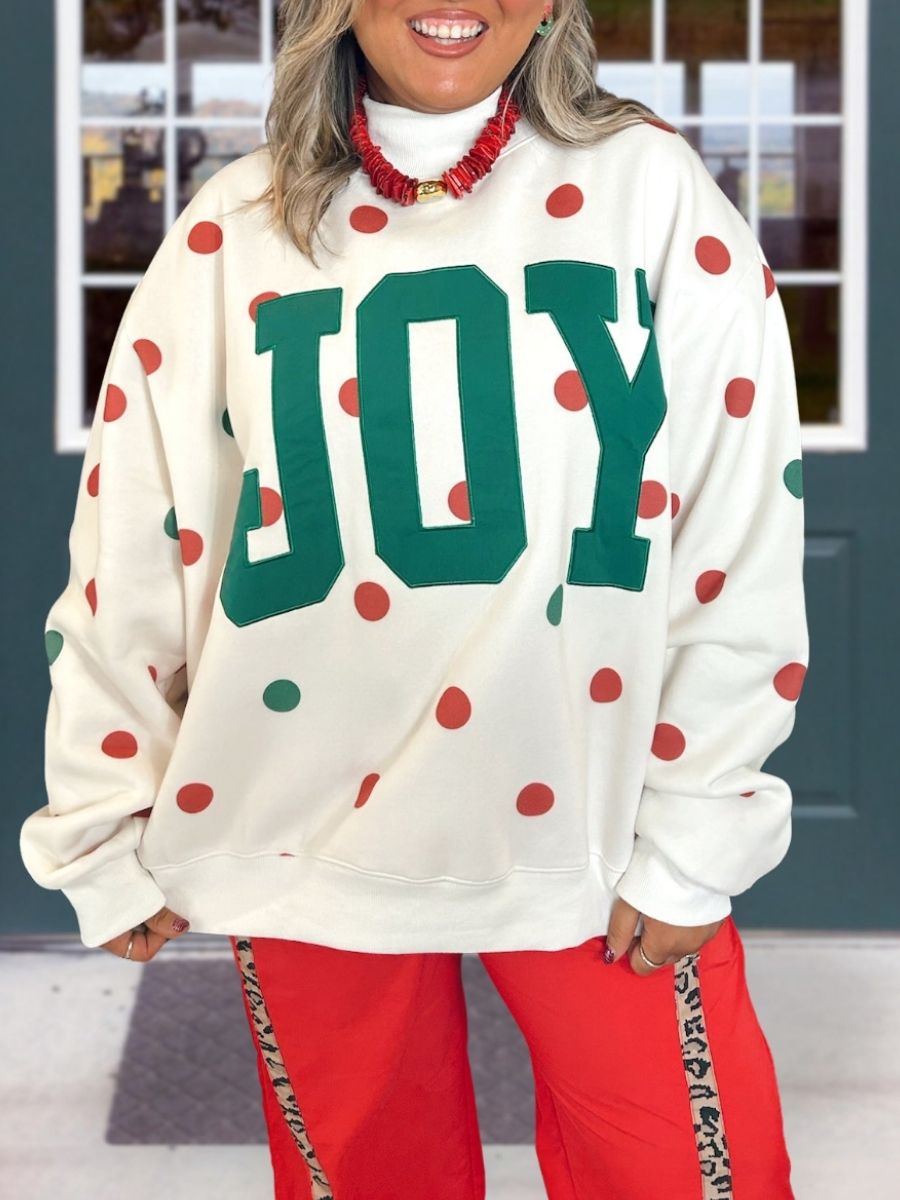 JOY Appliqué Polka-Dot Pullover