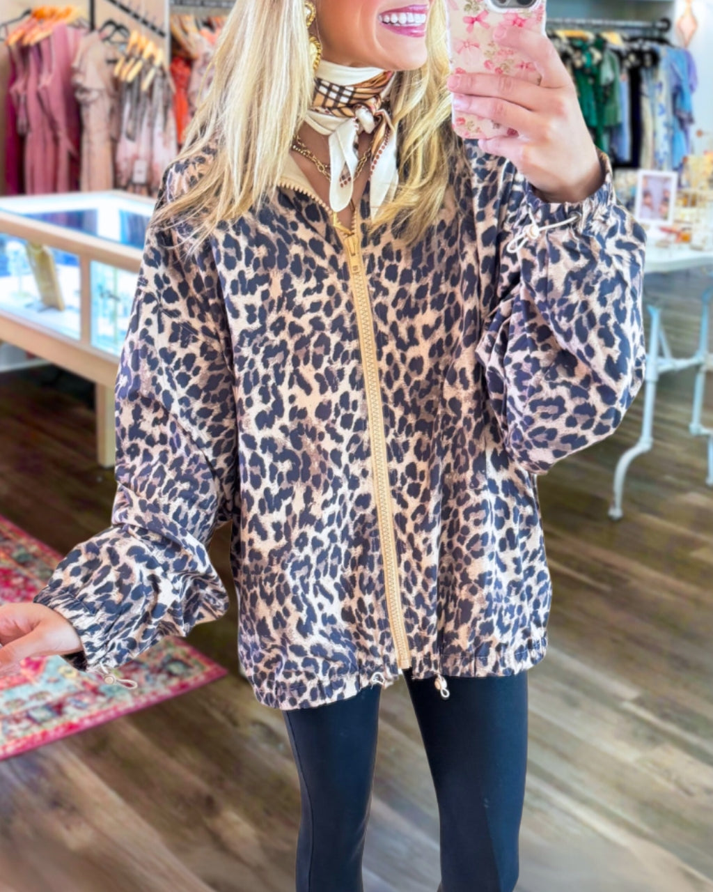 Chic Leopard Zip Up Jacket