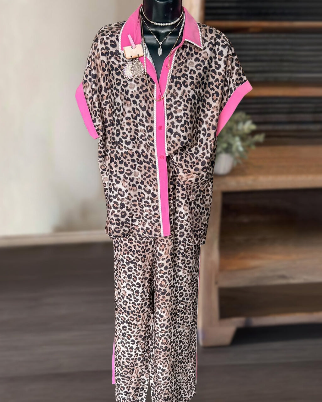 Wild Leopard Satin Set