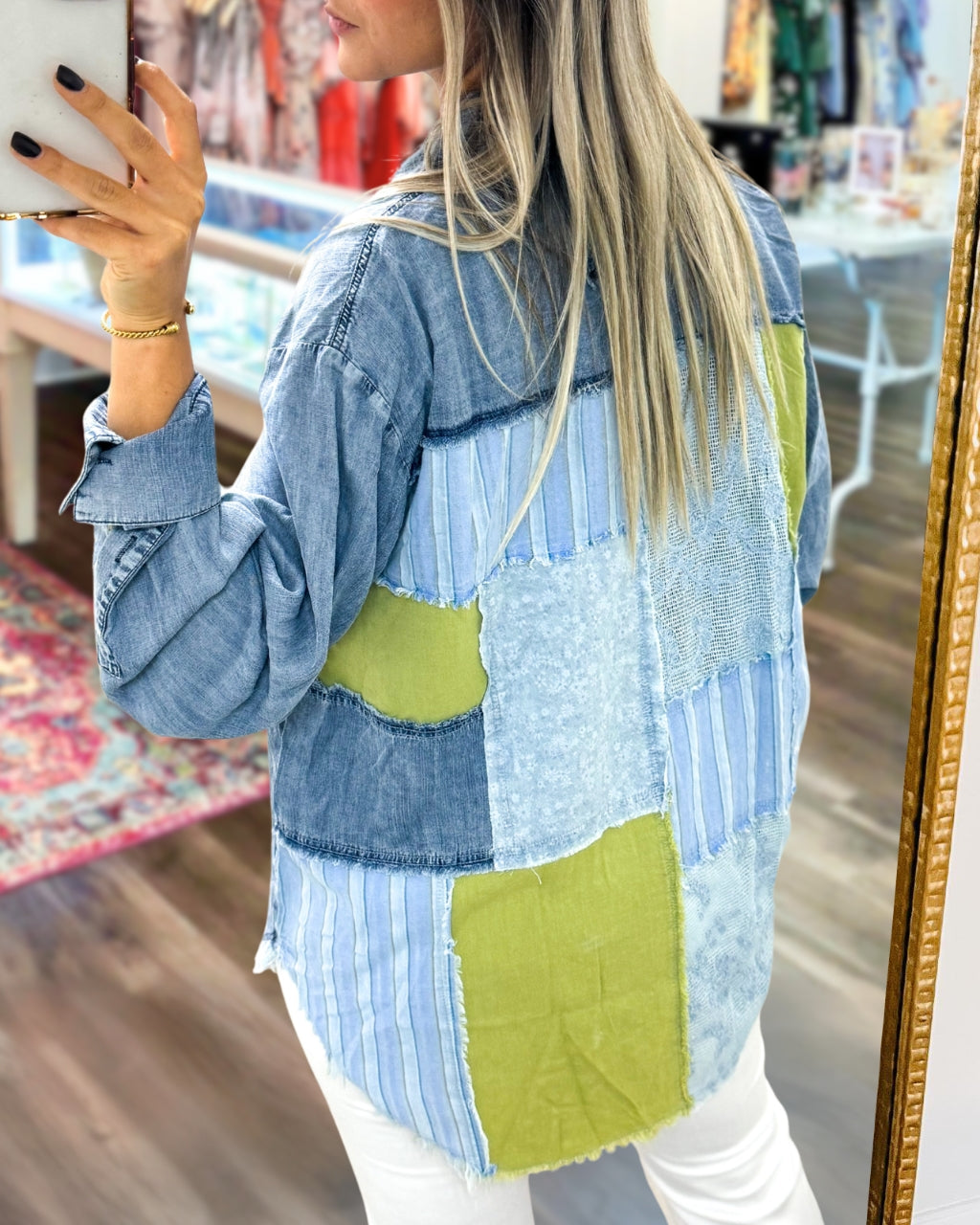 Stylish Patchwork Denim Shirt