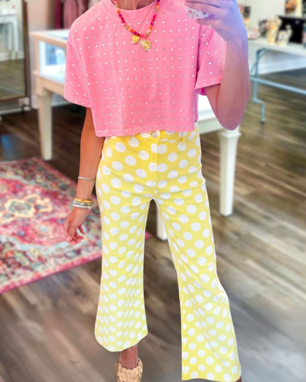 Polka Dot High-waisted Pants