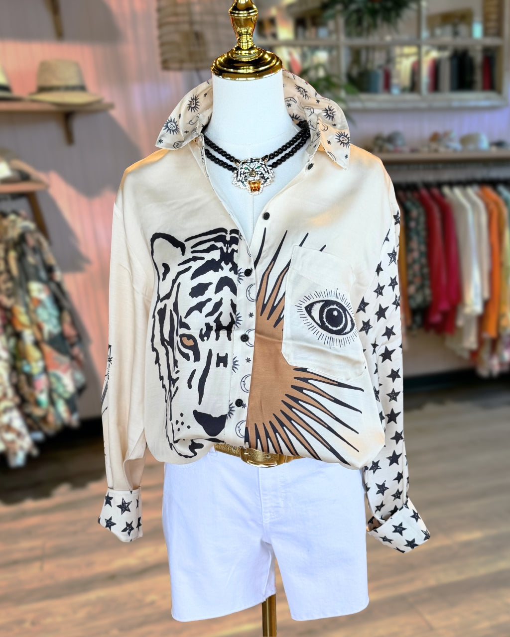 Tiger Star Sun Satin Blouse