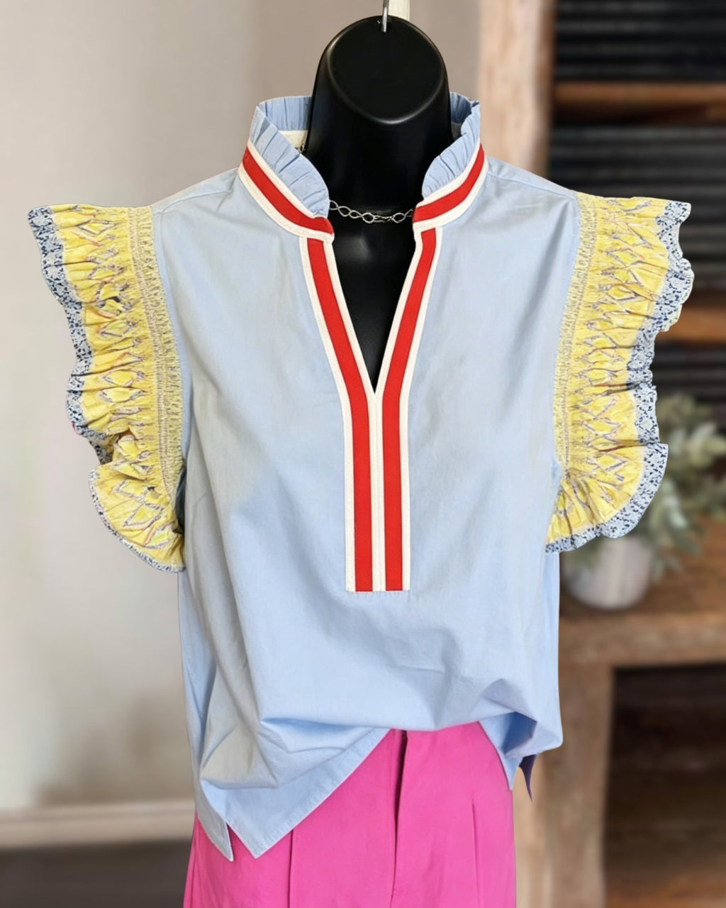 Floral Ruffle-Sleeve Top