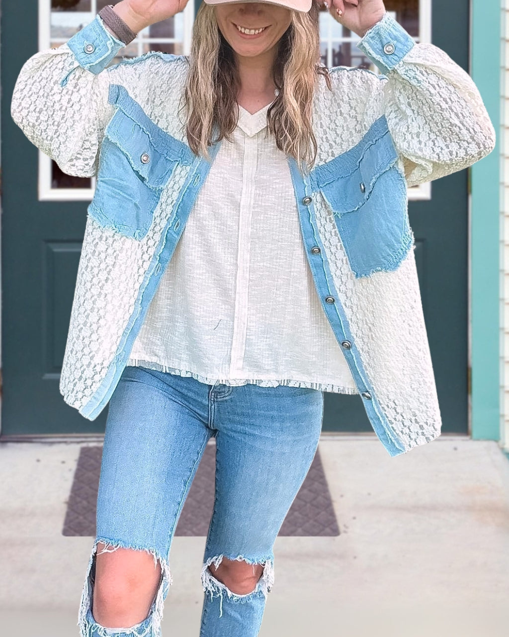 Denim Meets Lace Shacket
