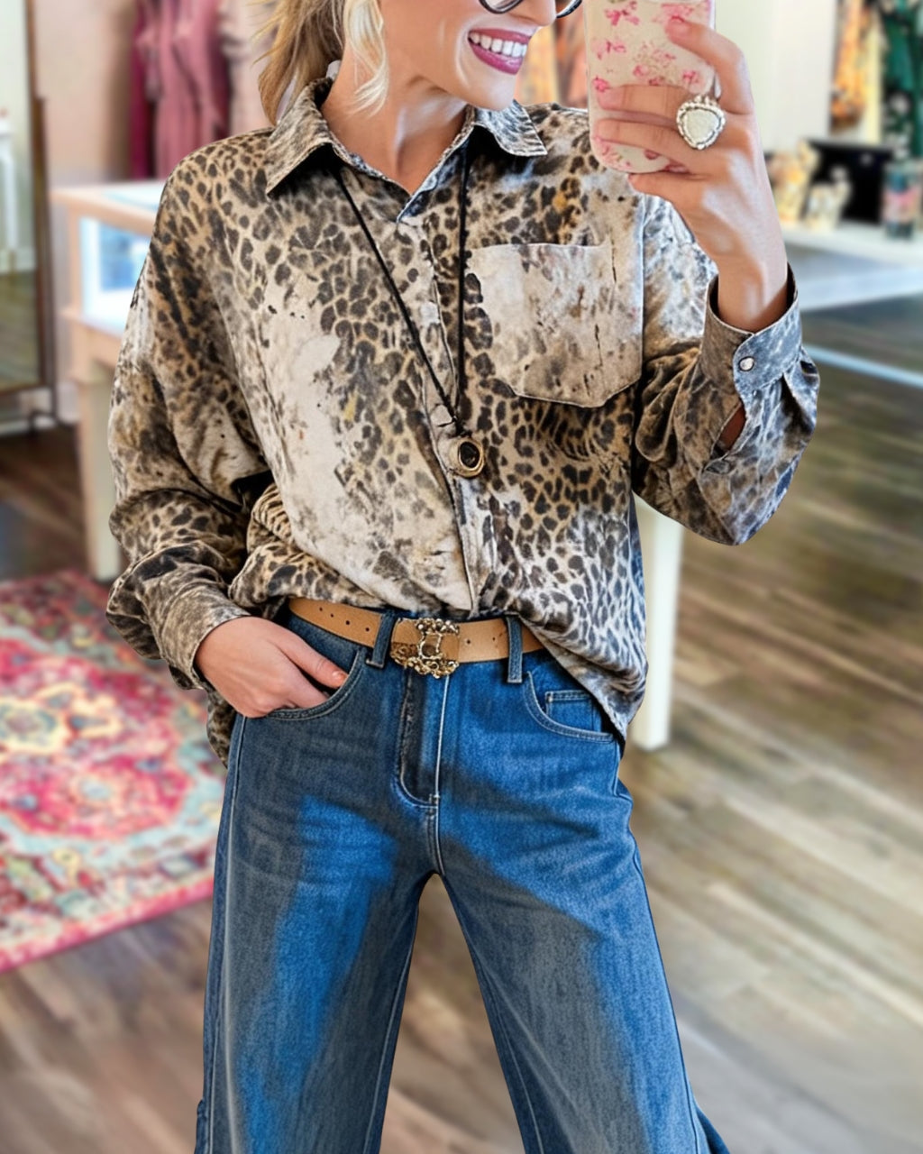 Retro Leopard Print Shirt