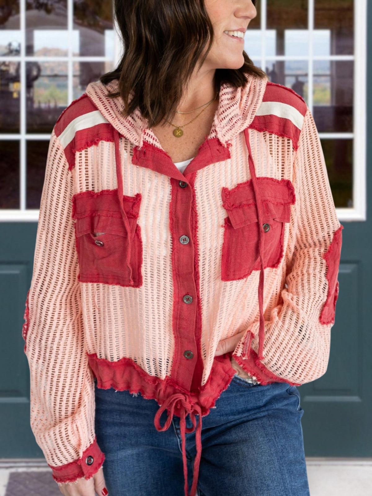 Workwear Cutout Color Blocked Hoodie
