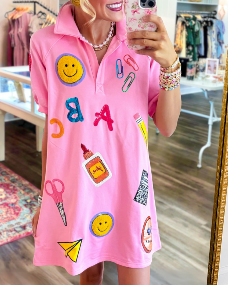 Playful School Mixed Pattern Dress