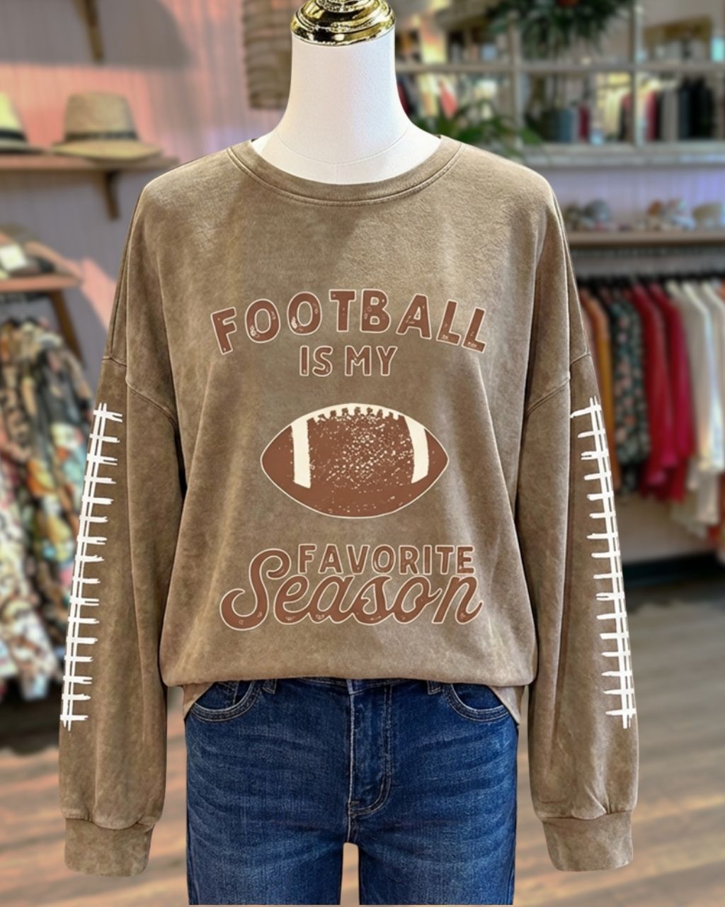 Football Season Embroidered Patch Pullover