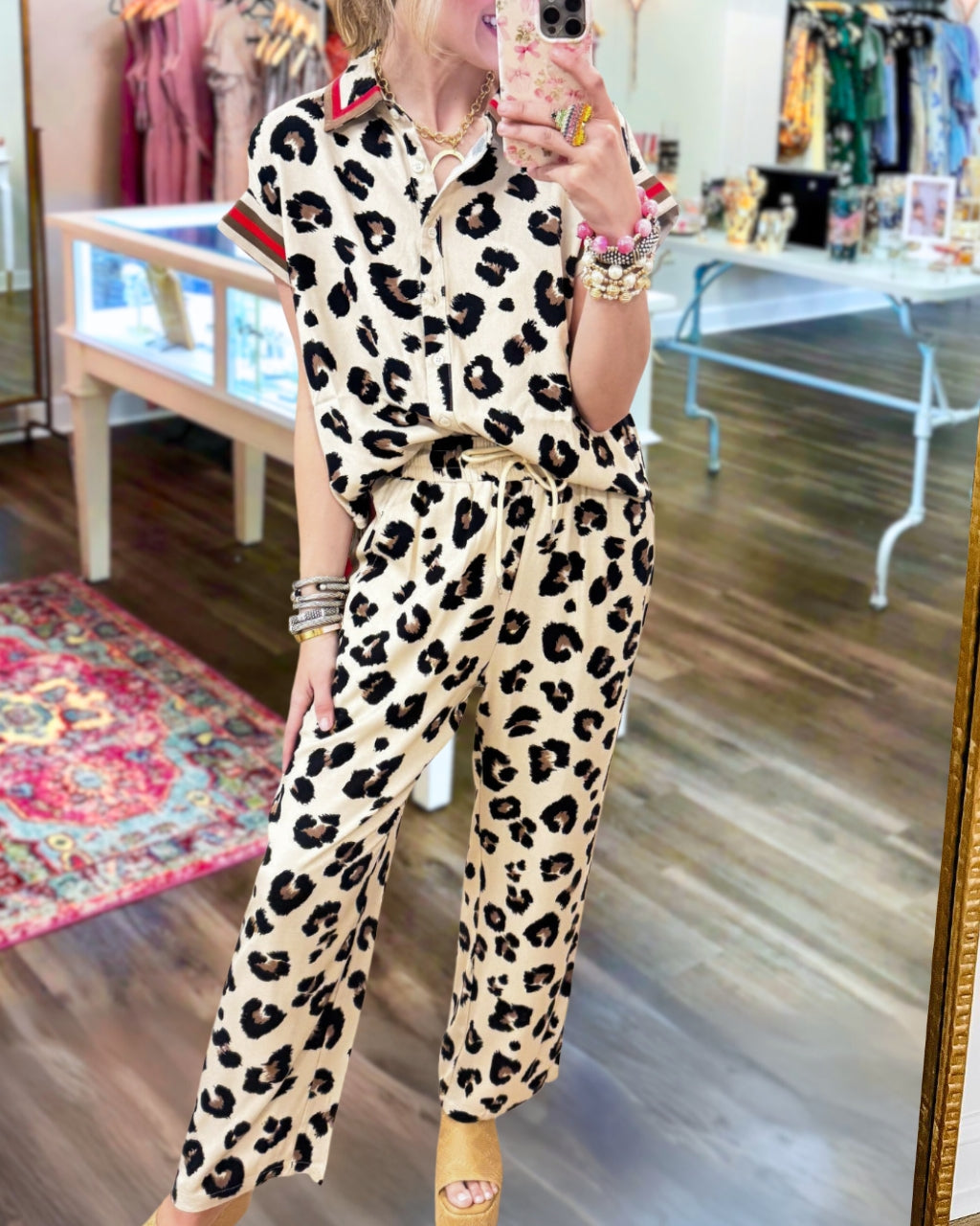 Trendy Leopard Satin Set