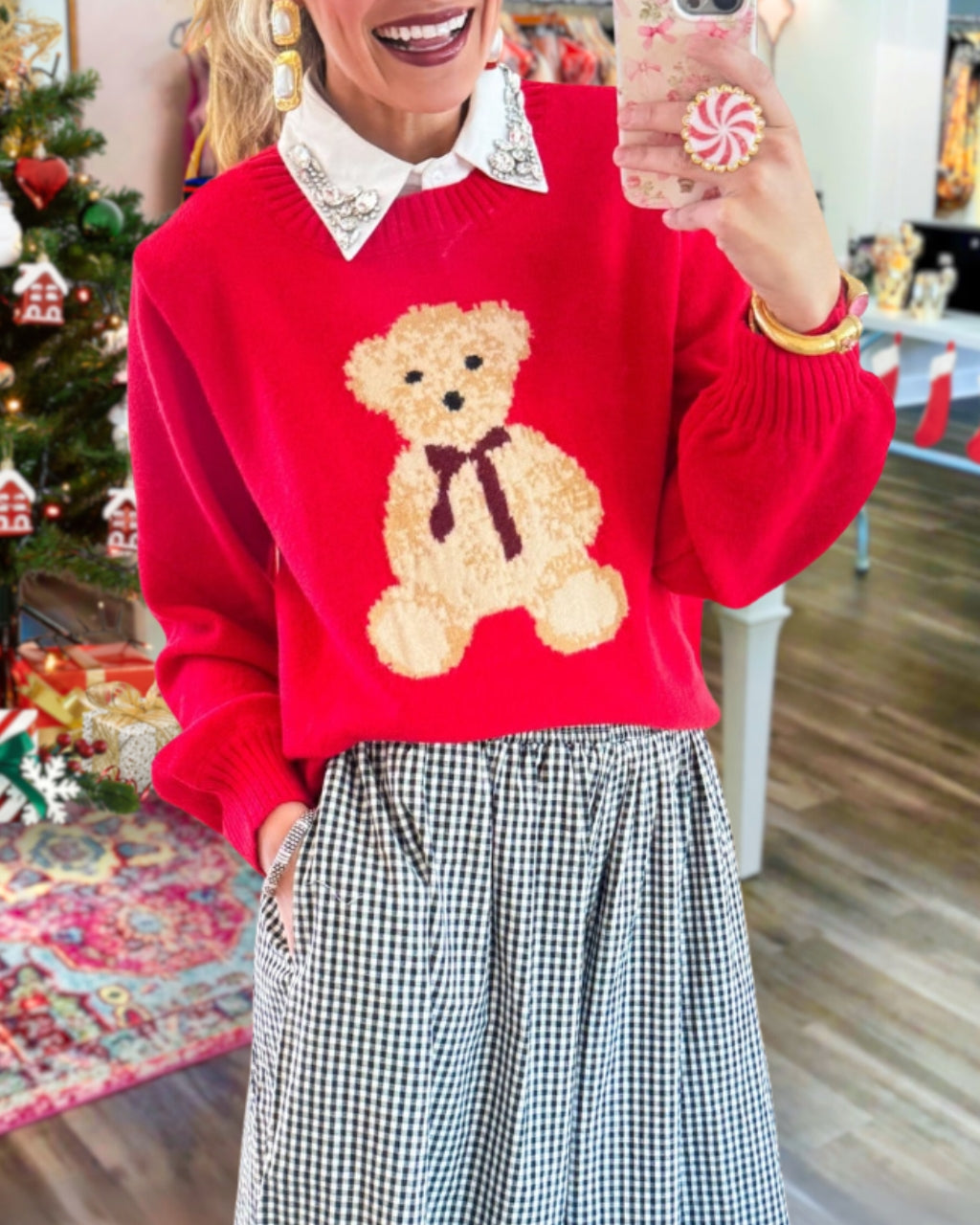 Teddy Bear Embroidered Pullover