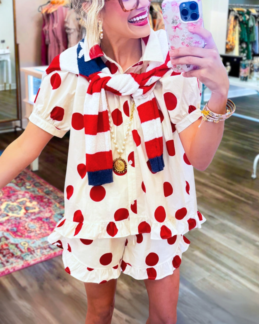 Poplin Polka Dot Shorts Set