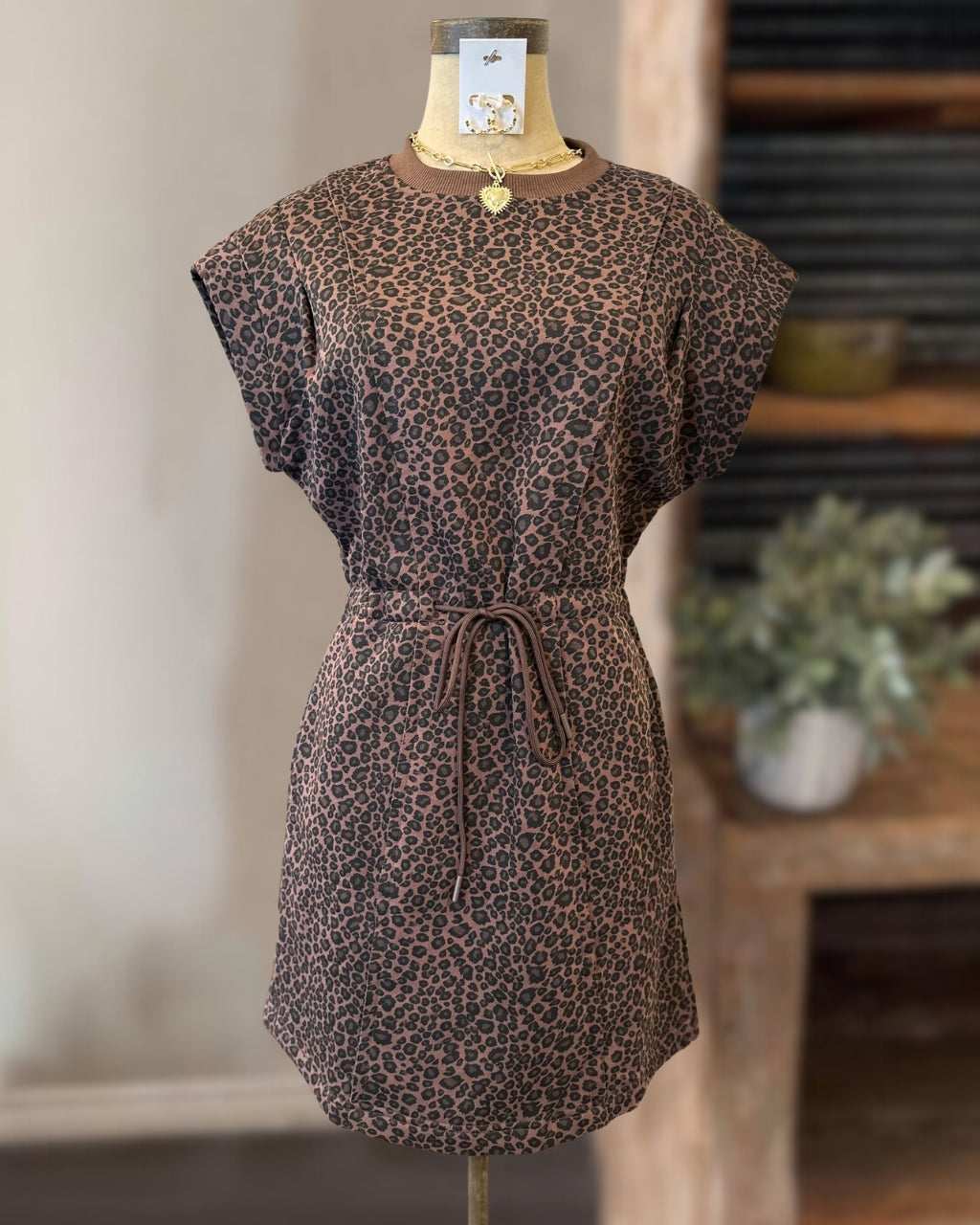 Trendy Leopard Washed Mini Dress