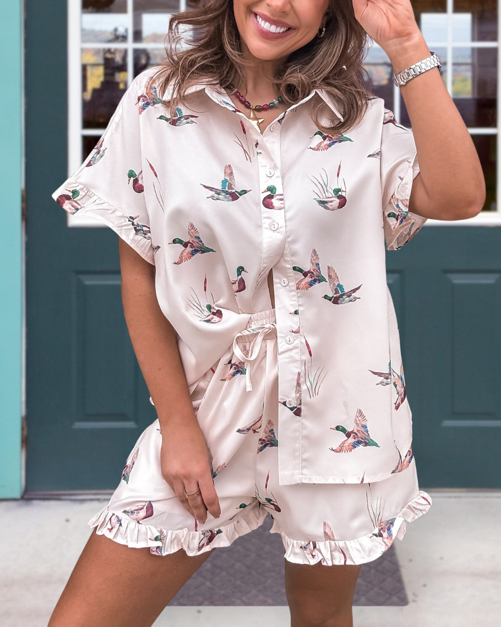 Mallard Duck Ruffled Satin Set