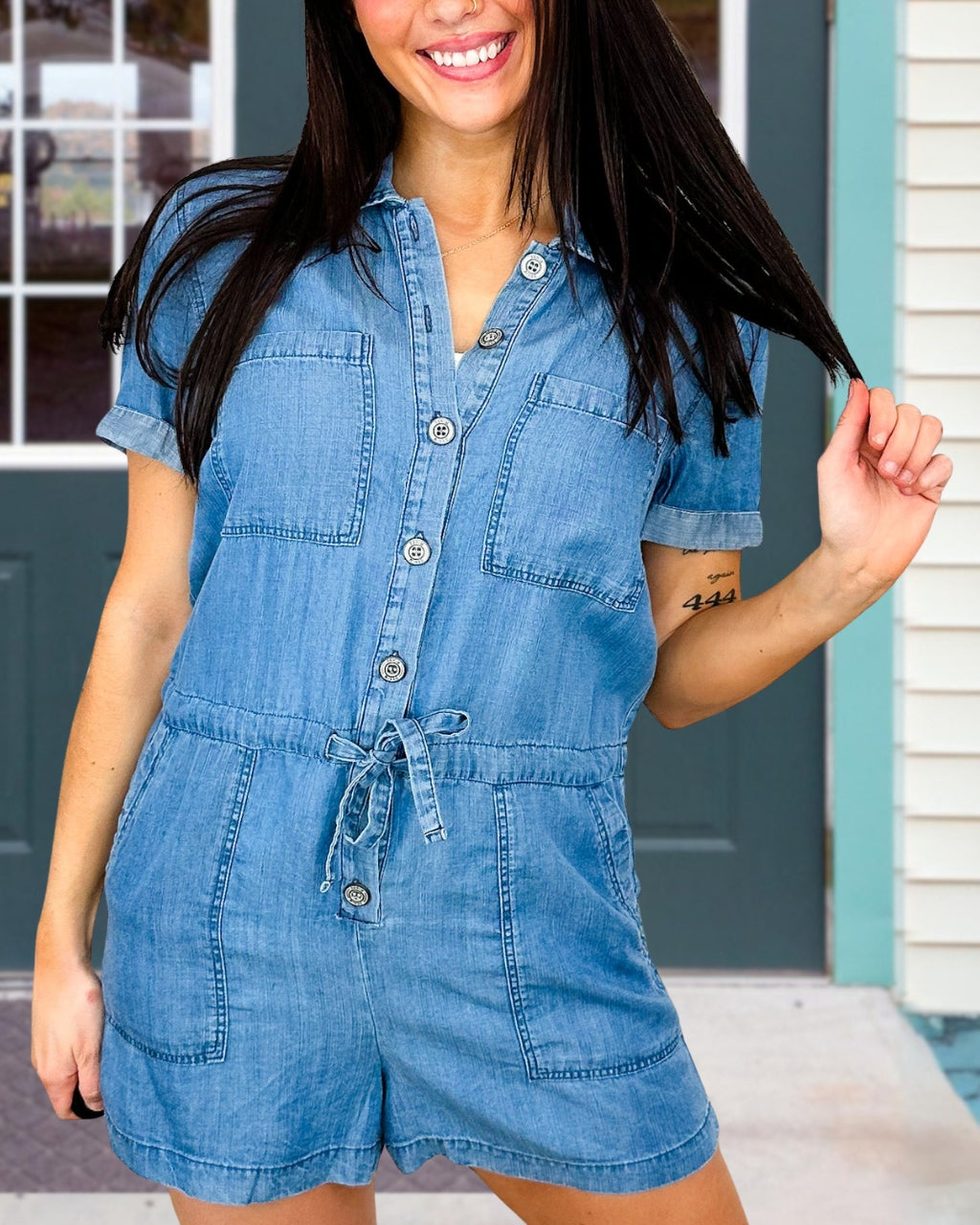 Stylish Button-down Denim Jumpsuit