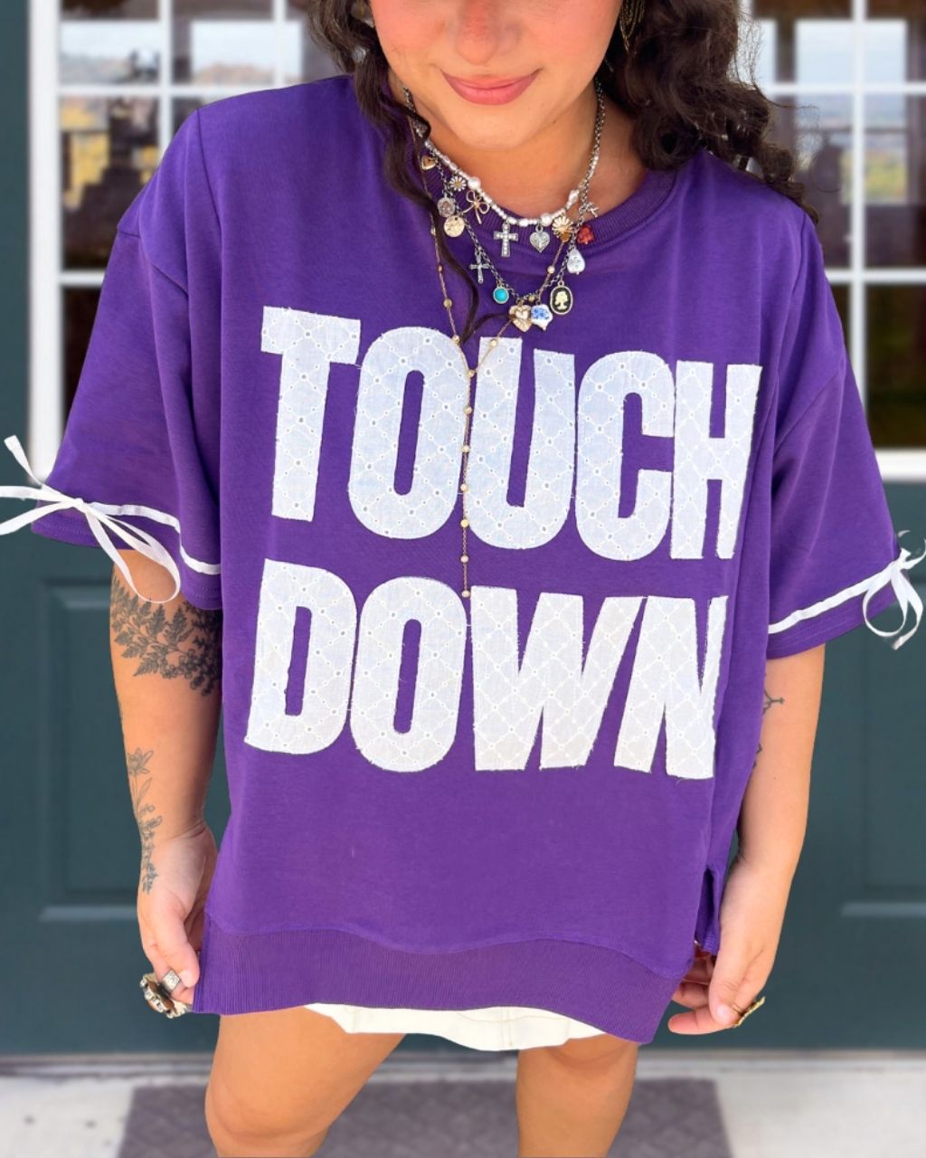 Touchdown Bow Lace Patch T-Shirt