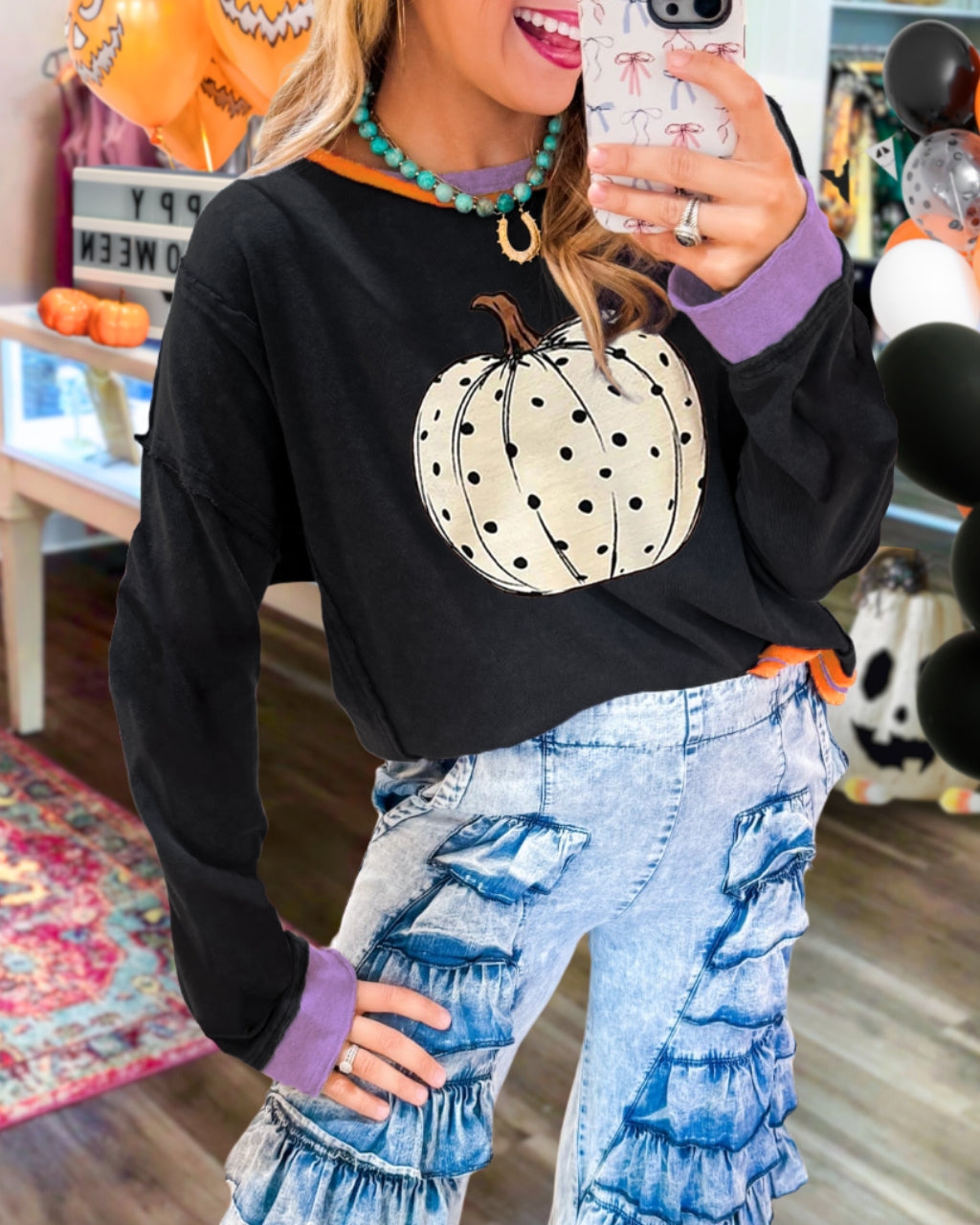Polka Dot Pumpkin Sweatshirt