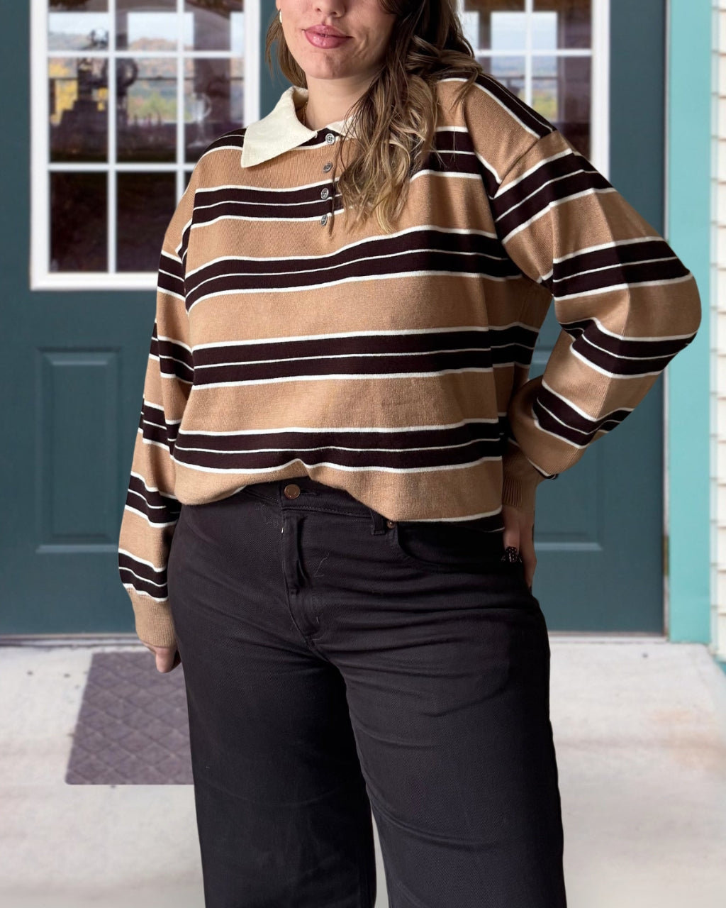 Casual Striped Polo Top