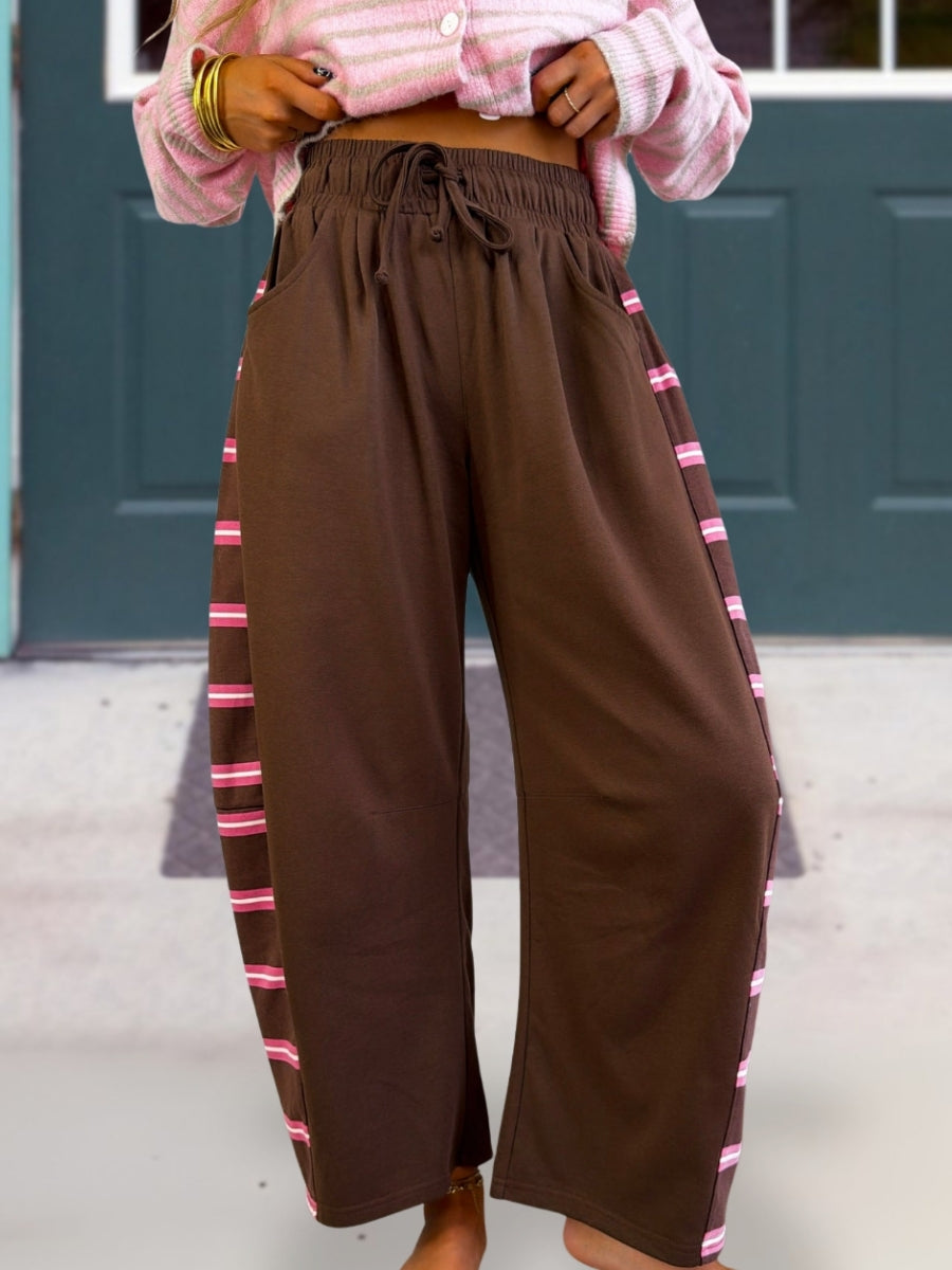 Side Striped Wide-Leg Athletic Pants