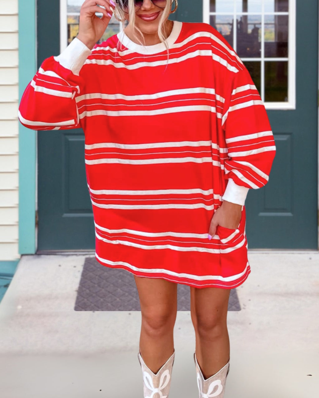 Casual Loose Striped Pocket Dress