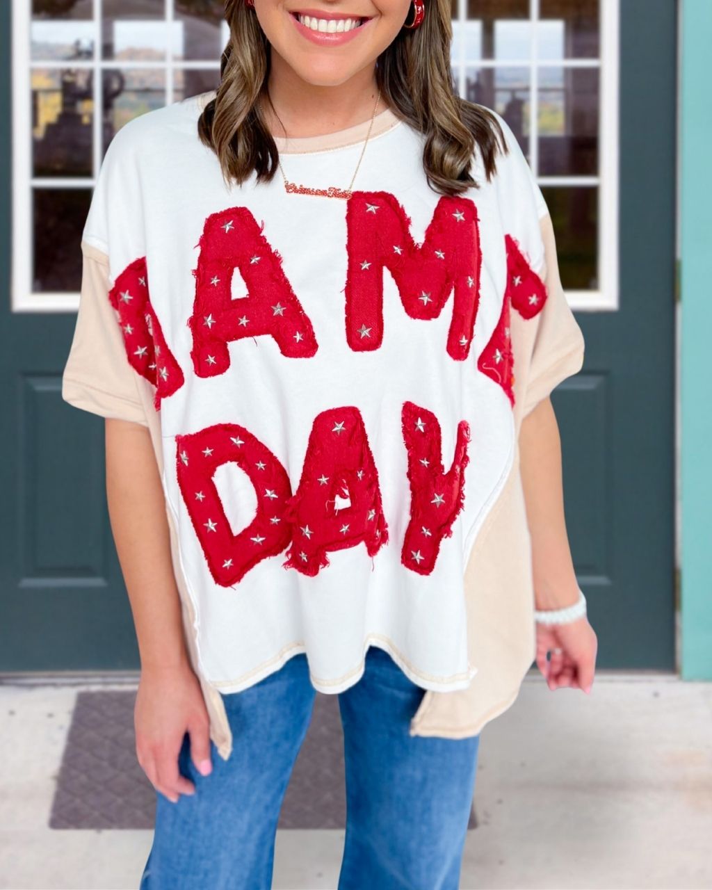 Game Day Star Embroidery Patch T-Shirt
