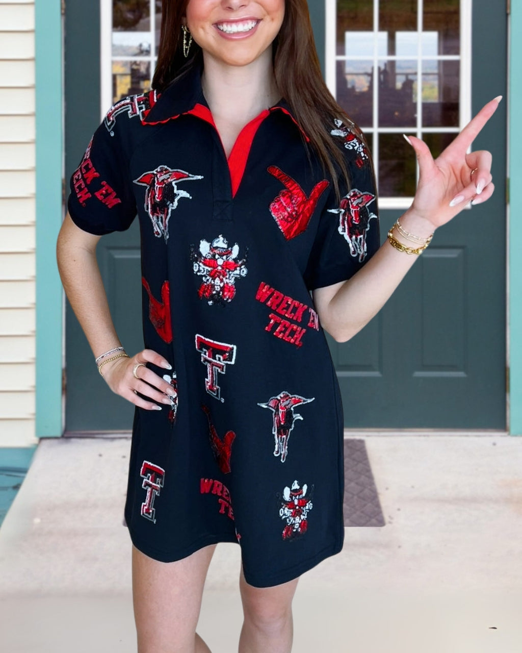 Cheer in Sequins Collar Dress