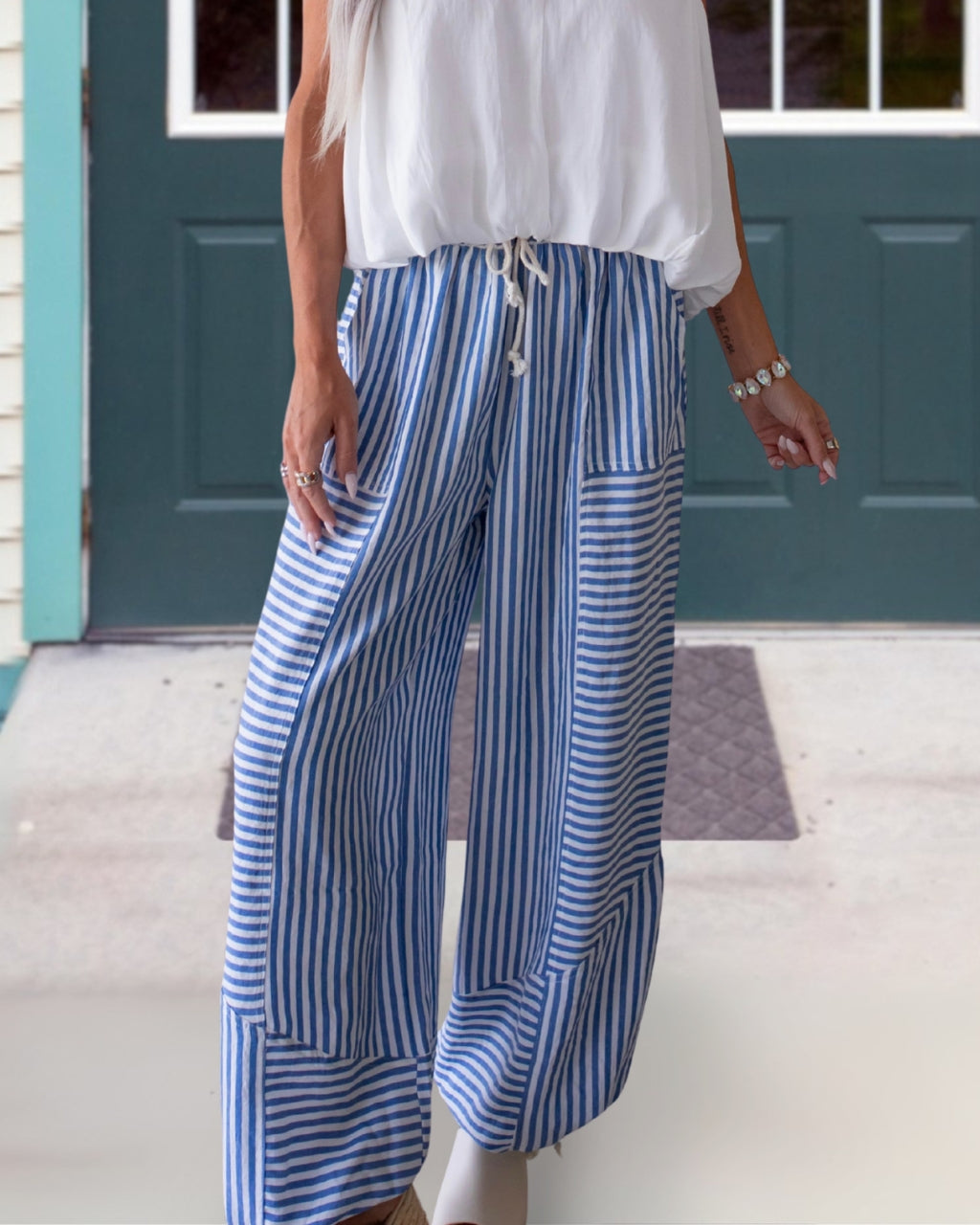 Personality Stripe Patchwork Joggers