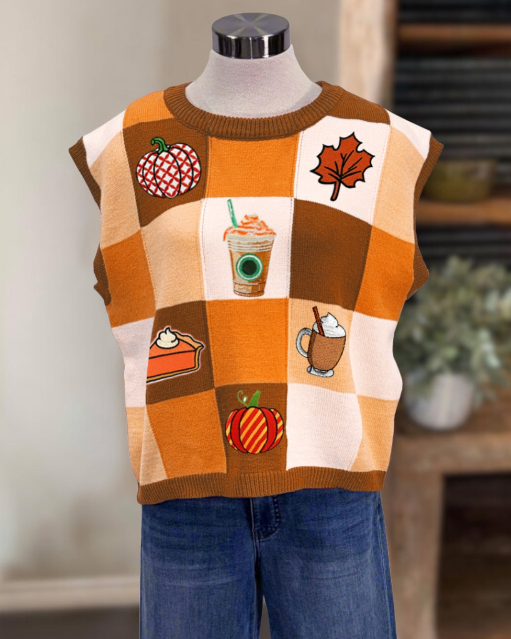 PSL Embroidered Checkered Vest