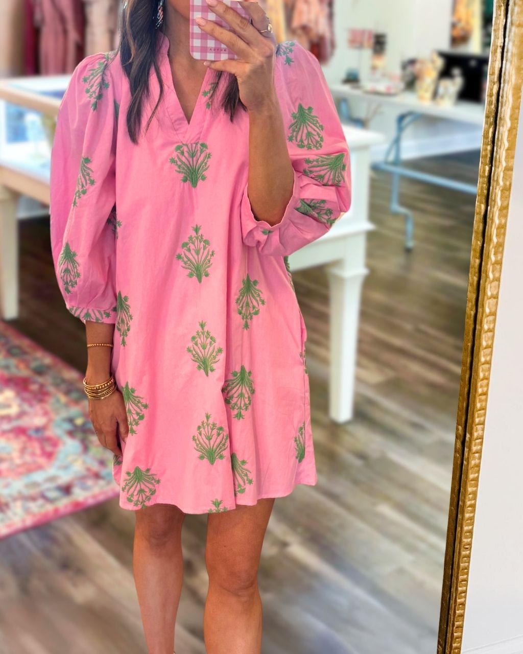 Botanical Embroidery V-Neck Dress