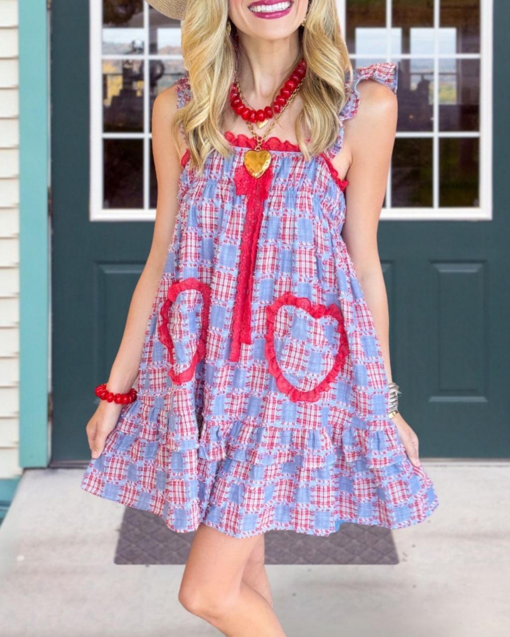 Plaid Patchwork Ruffle Mini Dress