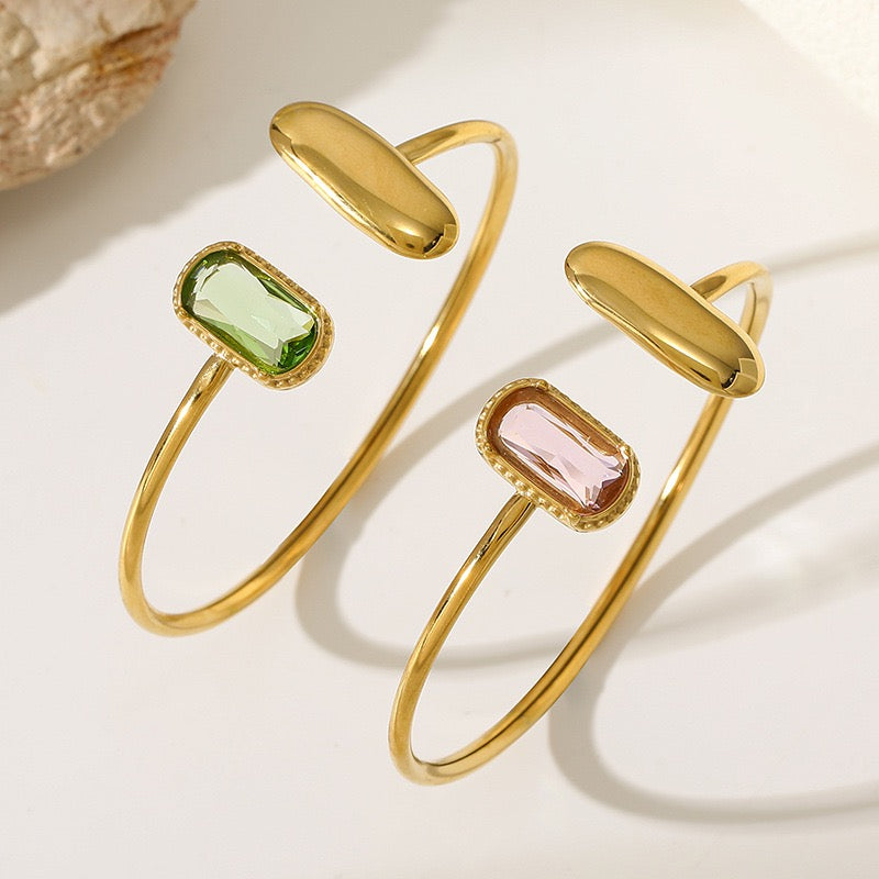 Faux Crystal Open Bangle