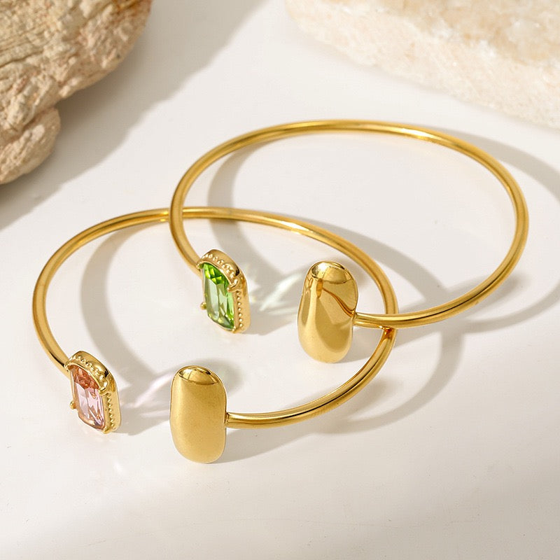 Faux Crystal Open Bangle