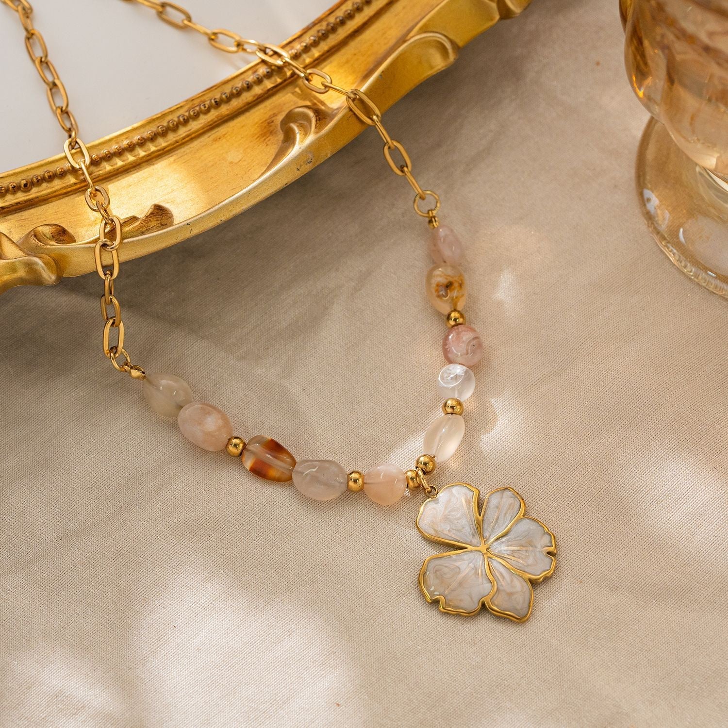 Four-leaf Clover Natural Stone Necklace