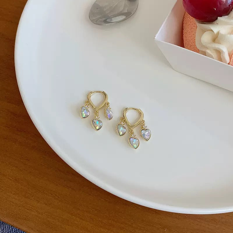Heart-shaped Zircon Metal Earrings