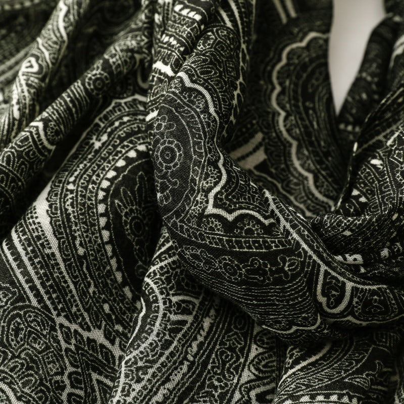 Paisley Tassel Gradient Silk Scarf