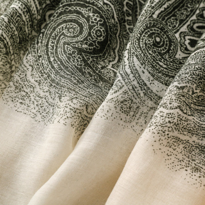 Paisley Tassel Gradient Silk Scarf