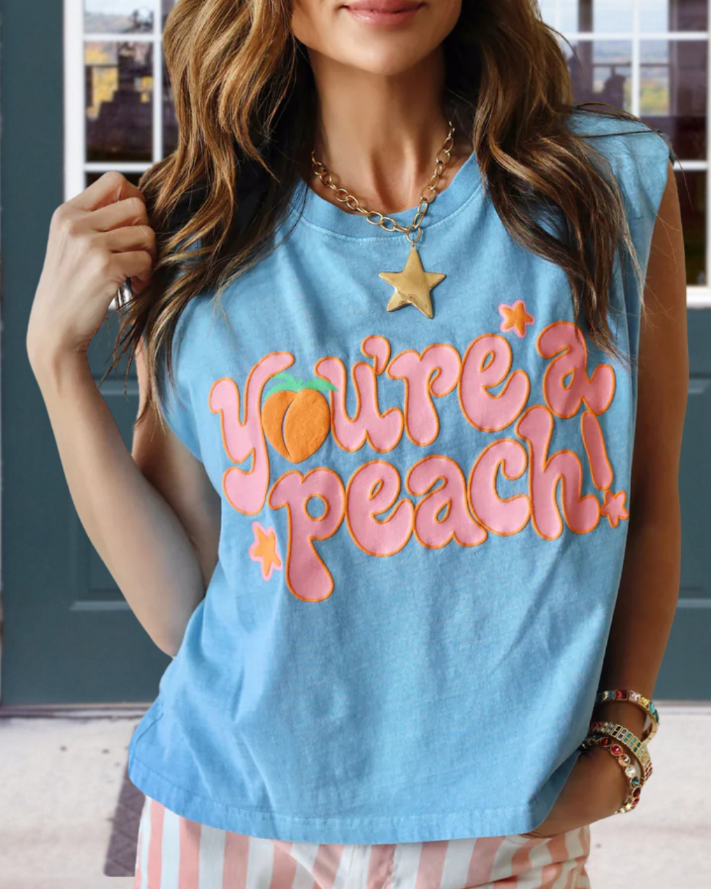 "You're A Peach" Sleeveless Top