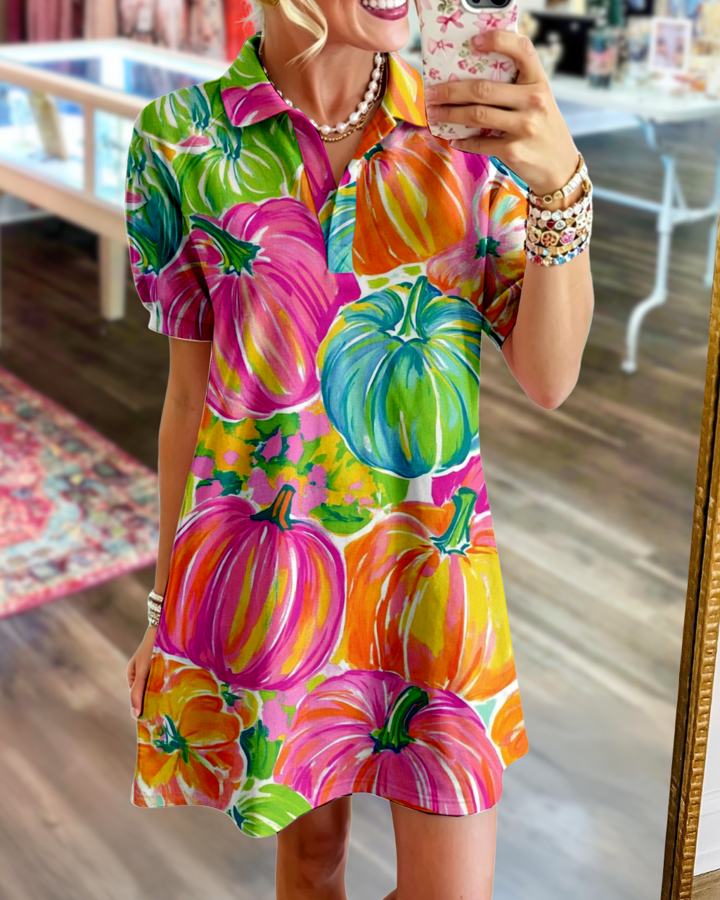 Multicolor Pumpkin Satin Dress