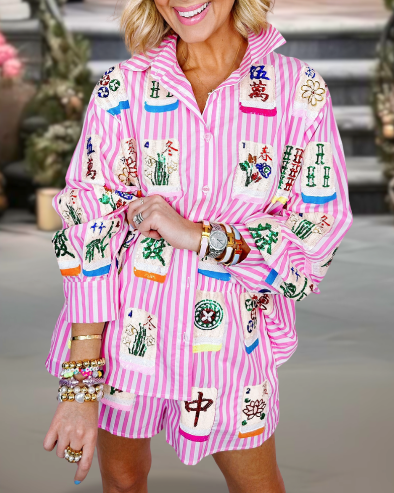 Striped Mahjong Sequin Set