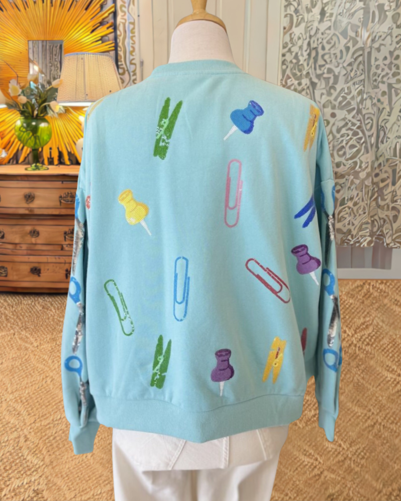 Cute School Supplies Print Sweatshirt