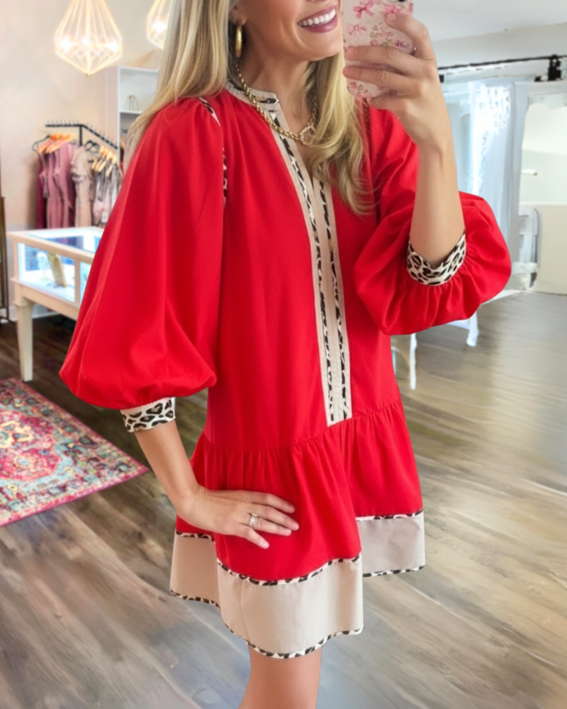 Chic Leopard Trim Mini dress