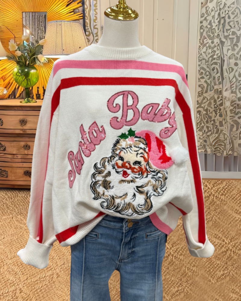 Santa Baby Sequin Ribbed Sweater