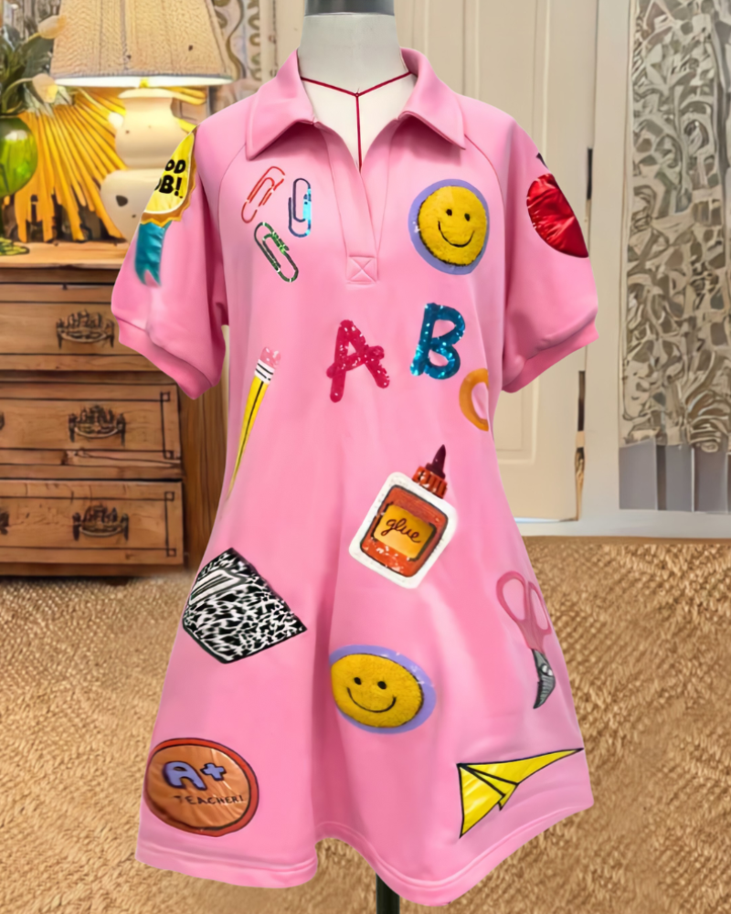 Playful School Mixed Pattern Dress