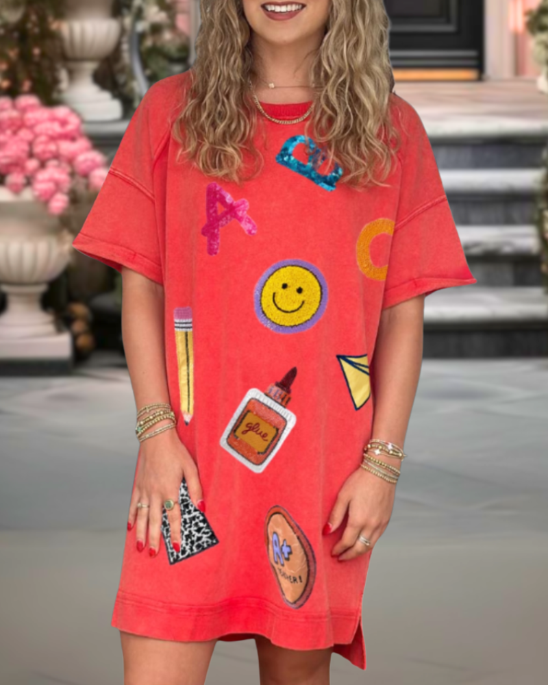 Fun School Sequin T-shirt Dress