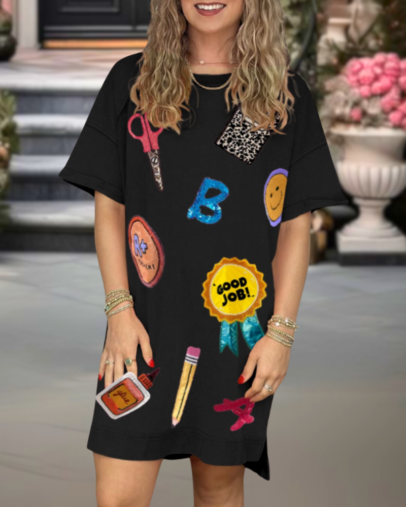 Fun School Sequin T-shirt Dress