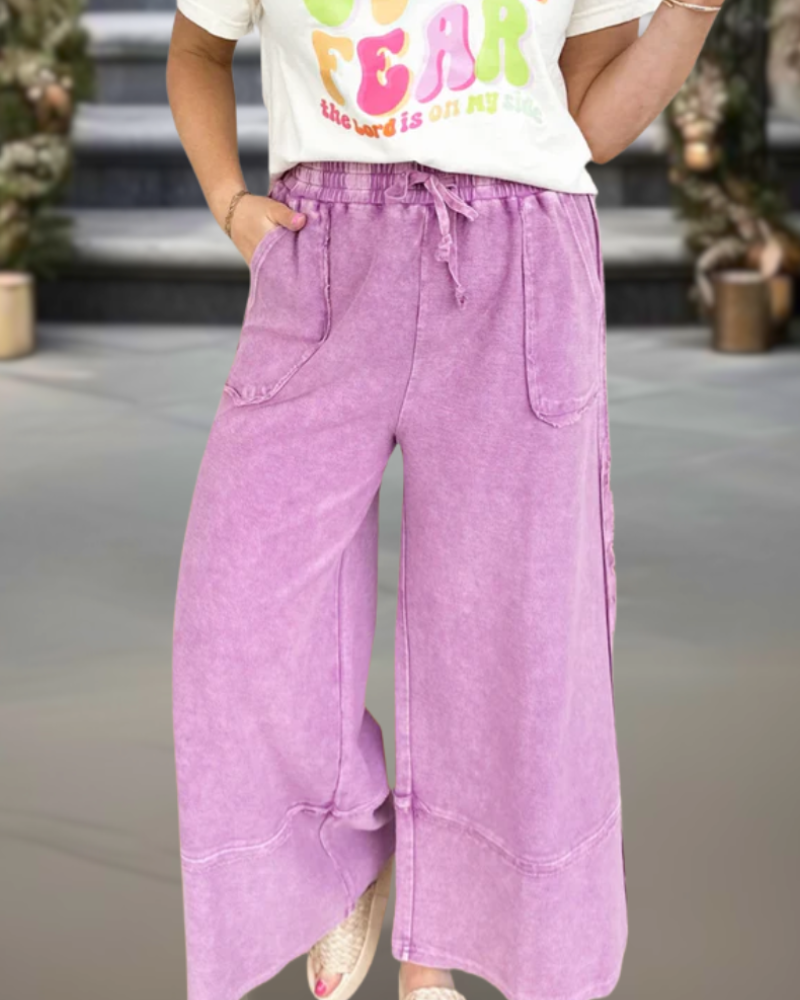 Mineral Washed Terry Wide Leg Pant